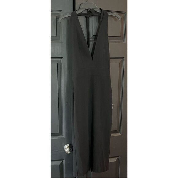 Dress the Population Vanessa Deep Plunge Neckline Halter Bodycon Midi Dress - Picture 3 of 8